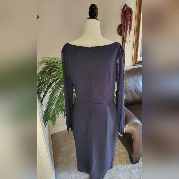 XSCAPE - SHEER LONG  SLEEVE DRESS-RHINESTONE CUFF - Picture 6 of 12
